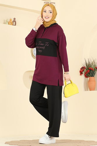 moda selvim Combined 3997UZ662 Burgundy & Black - Thumbnail
