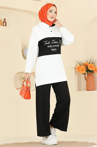 moda selvim طقم سكري واسود 3997UZ662 - Thumbnail