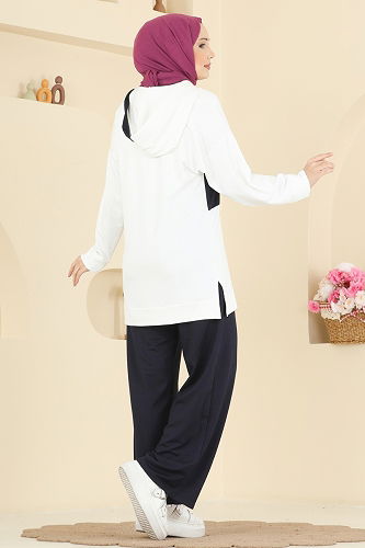 moda selvim Combined 3997UZ662 Navy Blue&Ecru - Thumbnail