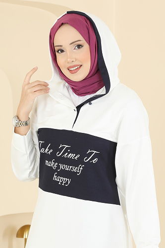 moda selvim طقم كحلي وسكري 3997UZ662 - Thumbnail