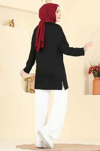 moda selvim طقم اسود سكري 3998UZ662 - Thumbnail