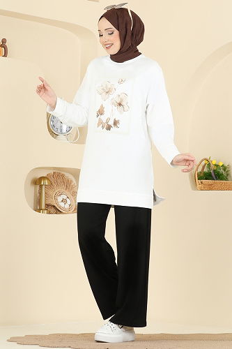 moda selvim Combined 3998UZ662 Ecru & Black - Thumbnail