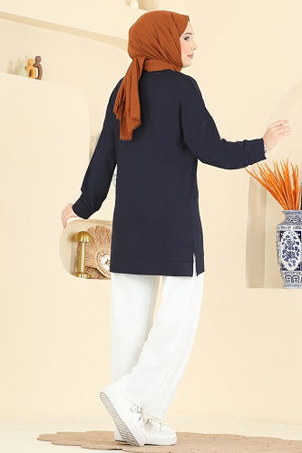 moda selvim Combined 3998UZ662 Navy Blue&Ecru - Thumbnail