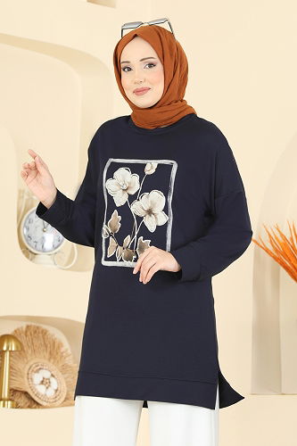 moda selvim Combined 3998UZ662 Navy Blue&Ecru - Thumbnail