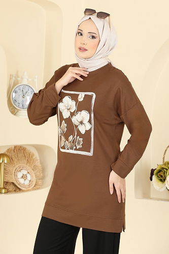 moda selvim طقم عسلي واسود 3998UZ662 - Thumbnail