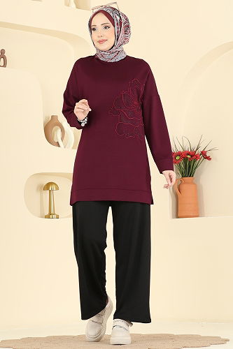 moda selvim Combined 3999UZ662 Burgundy & Black - Thumbnail