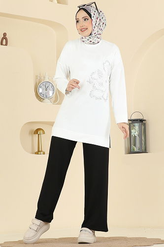 moda selvim Combined 3999UZ662 Ecru & Black - Thumbnail