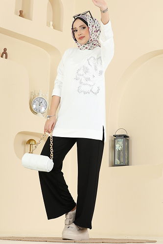 moda selvim طقم سكري واسود 3999UZ662 - Thumbnail