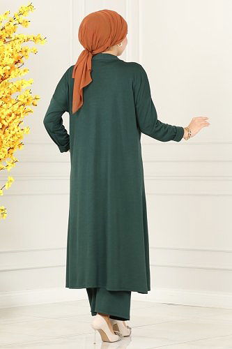 moda selvim طقم بيج وزيتي 4002YNS793 - Thumbnail