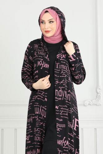 moda selvim Combined 4012BG354-10 Black & Roseberry - Thumbnail
