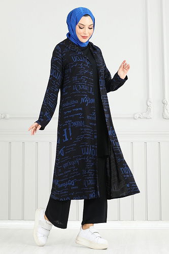 moda selvim Combined 4012BG354-7 Black & Indigo - Thumbnail