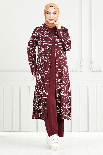 moda selvim طقم خمري 4012BGS895-M - Thumbnail