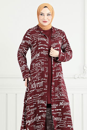 moda selvim طقم خمري 4012BGS895-M - Thumbnail