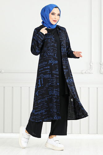 moda selvim Combined 4012BGS895-M Indigo & Black - Thumbnail