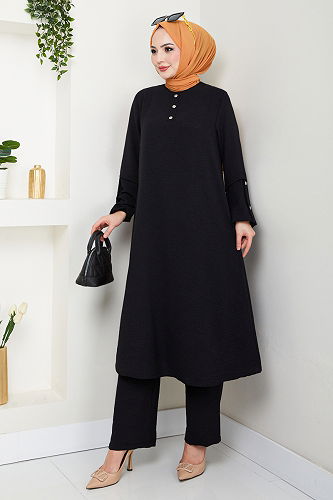 moda selvim طقم أسود 4012MH1062-M - Thumbnail