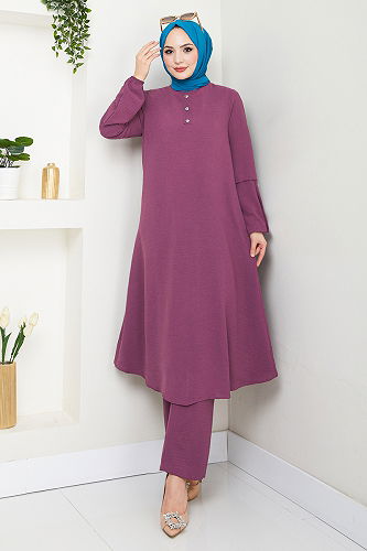 moda selvim طقم ليلكي غامق 4012MH1062-M - Thumbnail