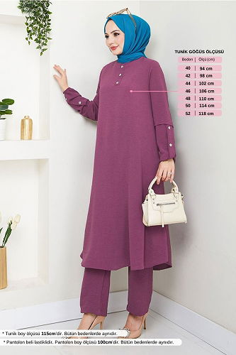 moda selvim طقم ليلكي غامق 4012MH1062-M - Thumbnail