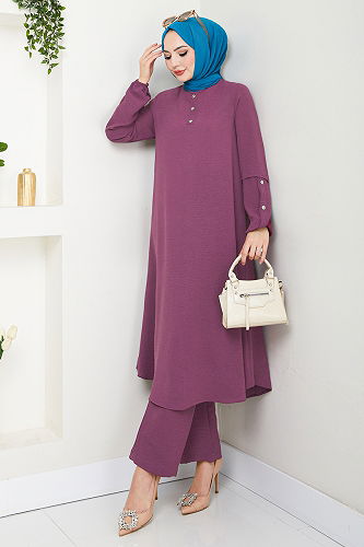 moda selvim طقم ليلكي غامق 4012MH1062-M - Thumbnail