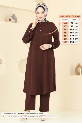 moda selvim طقم بني 4012MH427 - Thumbnail
