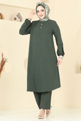 moda selvim طقم اخضر عفني 4012MH427 - Thumbnail