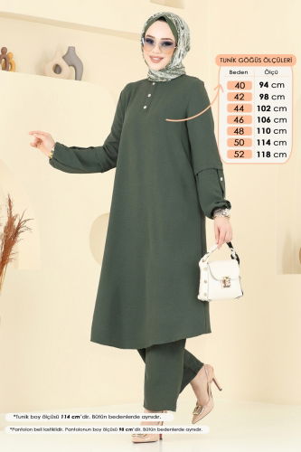 moda selvim طقم اخضر عفني 4012MH427 - Thumbnail