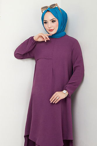 moda selvim طقم ليلكي غامق 4013MH1062-M - Thumbnail