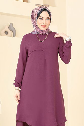 moda selvim طقم ليلكي غامق 4013MH427 - Thumbnail