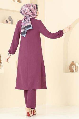 moda selvim طقم ليلكي غامق 4013MH427 - Thumbnail