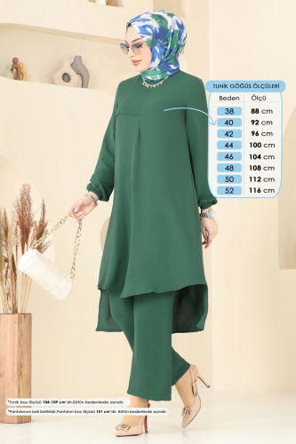 moda selvim طقم زيتي 4013MH427 - Thumbnail
