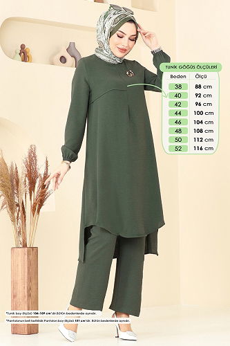 moda selvim طقم اخضر عفني 4013MH427 - Thumbnail