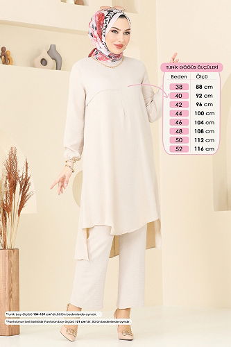 moda selvim طقم بيج 4013MH427 - Thumbnail