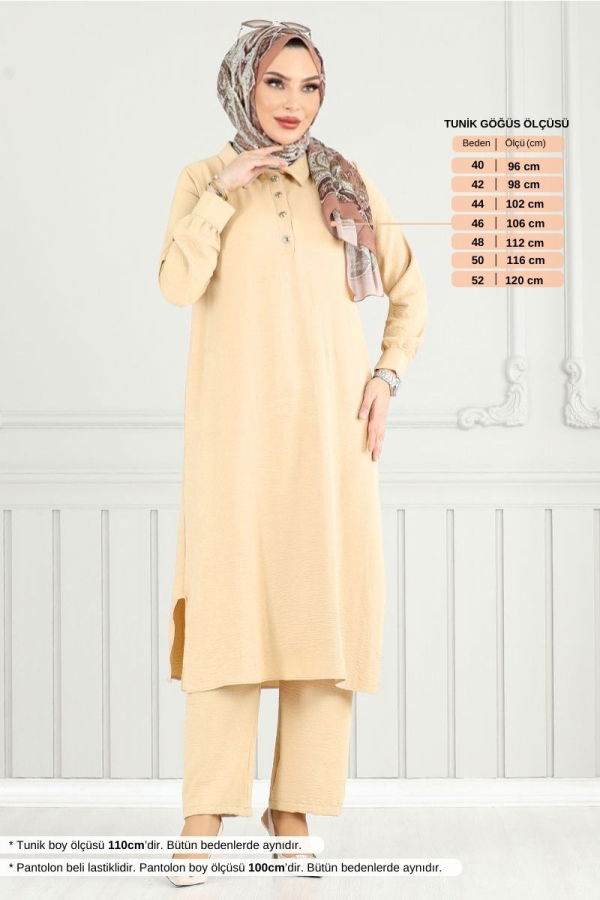 Modaselvim خصم صافٍ20%+20% في سلة التسوق طقم بيج فاتح 4014MH1062-M