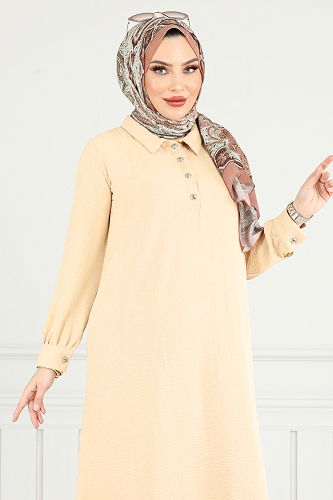 moda selvim طقم بيج فاتح 4014MH1062-M - Thumbnail