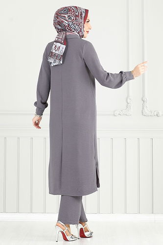 moda selvim طقم رمادي 4014MH427 - Thumbnail