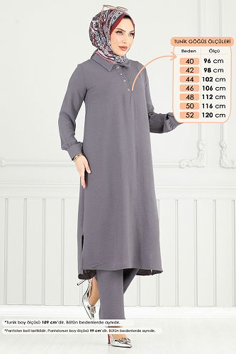 moda selvim طقم رمادي 4014MH427 - Thumbnail