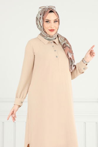 moda selvim طقم بيج فاتح 4014MH427 - Thumbnail