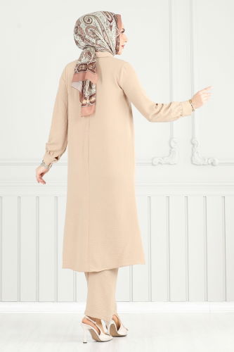moda selvim طقم بيج فاتح 4014MH427 - Thumbnail