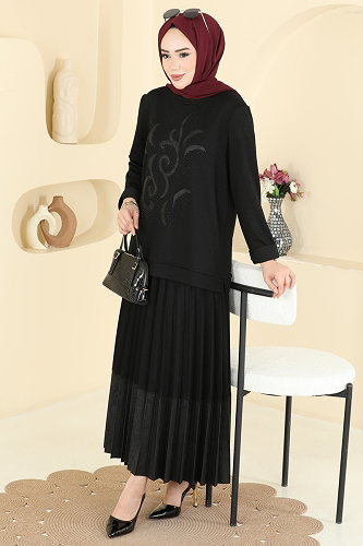 moda selvim طقم أسود 4016HN394 - Thumbnail