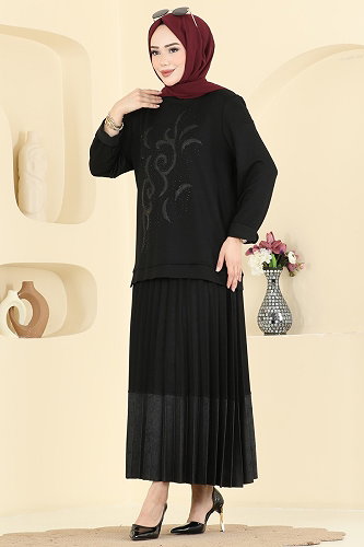 moda selvim طقم أسود 4016HN394 - Thumbnail