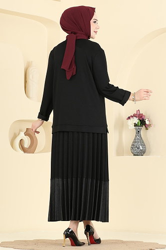 moda selvim طقم أسود 4016HN394 - Thumbnail