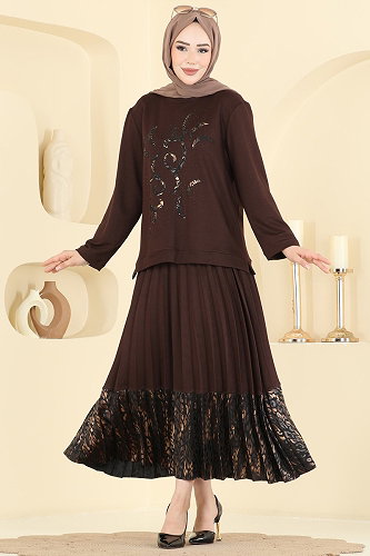 moda selvim طقم بني 4016HN394 - Thumbnail