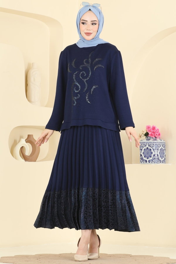 Modaselvim Hijab Combinations Combined 4016HN394 Navy Blue