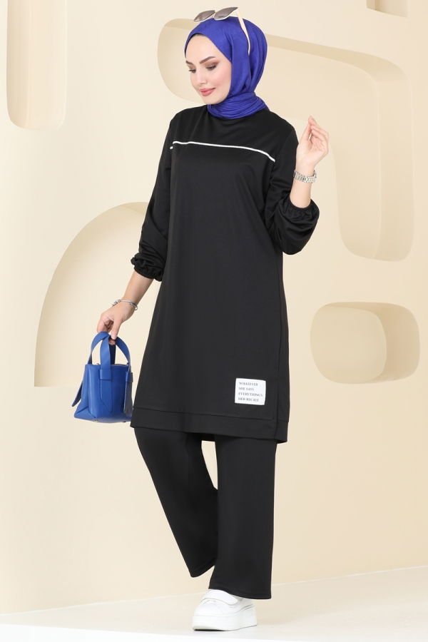 Modaselvim Hijab Combinations Combined 4021PM271 Black