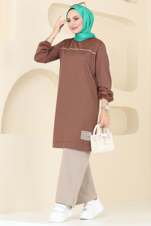 Modaselvim Hijab Combinations Combined 4021PM271 Brown & Vision