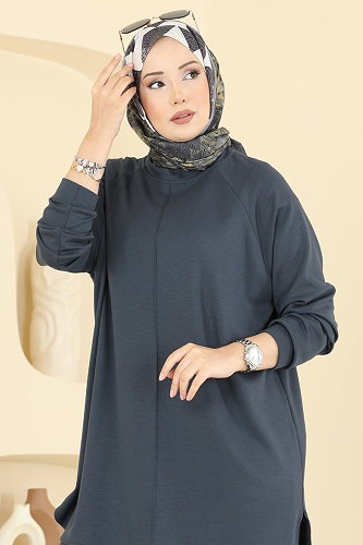moda selvim طقم رمادي غامق 4023HN394 - Thumbnail
