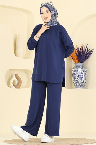 moda selvim طقم كحلي 4023HN394 - Thumbnail
