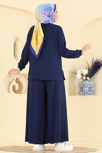 moda selvim طقم كحلي 4025HN394 - Thumbnail