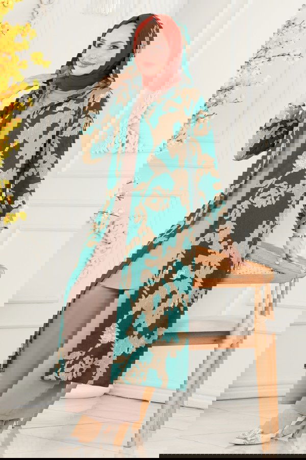 Modaselvim Hijab Combinations Combined 4026BG354 Petroleum & Vision