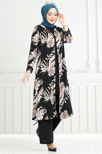 moda selvim طقم أسود 4030BG354 - Thumbnail