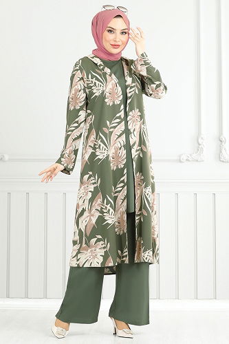 moda selvim طقم اخضر عفني 4030BG354 - Thumbnail